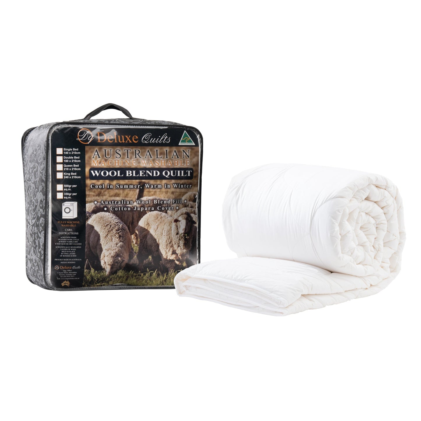 Deluxe Quilts 350GSM Wool Blend Quilt Double