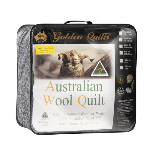 Golden Quilts 500GSM Wool Quilt Queen