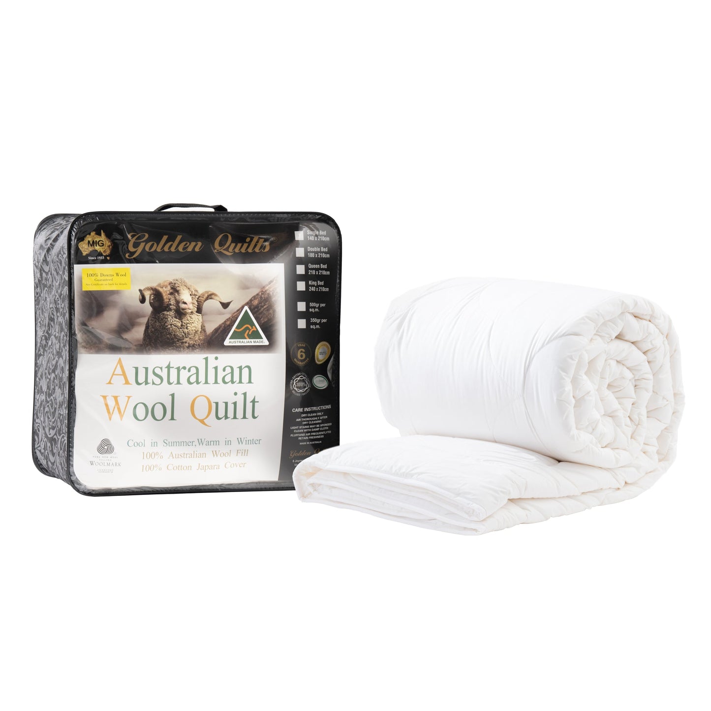 Golden Quilts 500GSM Wool Quilt Super King
