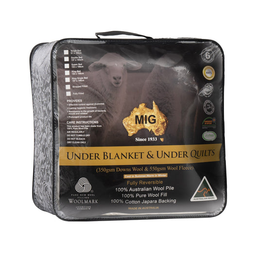 MIG Australia 800GSM Wool Underlay Strap Fitted King